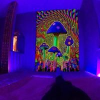 ราคา Fluorescent UV Tapestry Mushroom Moon Fluorescent Hanging Cloth Home Decorative Wall Cloth (19150770117)