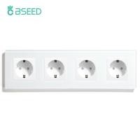 ราคา BSEED EU Standard Wall Sockets Single Powerful Outlets Double Frame Sockets Glass Panel Triple Plug Sockets Kids Protection 16A (10402423586)