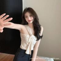 ราคา CACNCUT เสื้อครอปเปิดไหล่ข้างเดียวสไตล์เกาหลีสำหรับ Atasan Bahan Rajut สไตล์เซ็กซี่ (17397229461)