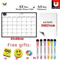 ราคา Eversalute 1แพ็ค A3ขนาด Magnetic Monthly Planner Calendar 1 Pack A4 Size Dry Erase Whiteboard Family Home Office Note Board Message Drawing Fridge Magnetic Fridge Sticker Board Included 2 XErasers And