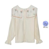 ราคา เสื้อเชิ๊ตแขนยาวสาวอวบ อก 38 52 นิ้ว เชิ๊ตผ้าไหมชีฟอง ปกเหลี่ยมผ้าวิ้งๆ ปักลายดอก สีครีม ดำ YPS 153 (19835777998)