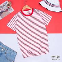 ราคา Liptun T Shirt เสื้อยืดลายทาง เสื้อยืดลายขวาง Striped T shirt Fashions ผ้านิ่ม สบาย เนื้อผ้า Cotton 100 ลายสีขาว แดง RW 26 (19999407541)