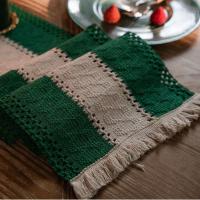 ราคา Christmas Green And Red Linen Cotton Stitching Table Runner Dinning Table Decoration Two color Woven Tassel Natural Material Wedding New Year Party Decor Table Runners 4pcs Placemats (20062870978)