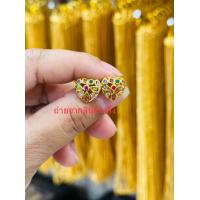 ราคา ต่างหูทองหุ้ม นพเก้า พลอย ๙ สี เก้าหน้ามงคล (18593917436)