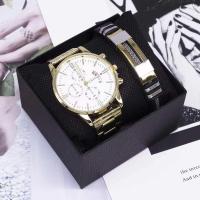 ราคา Men Watch Gift Set With Bracelet Fashion Mens Quartz Watches Man Calendar Wristwatch Bracelet 2Pcs Best Gifts for Male With Box (19747015406)