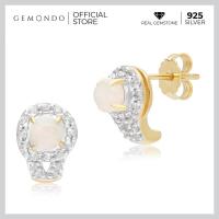 ราคา Gemondo ต่างหูเงินแท้ 925 Sterling Silver ประดับโอปอล Opal ทรงเพชรล้อม ดีไซน์ต่างหูสตัดทรงโค้ง ต่างหูพลอยแท้ (19664167242)