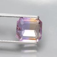 ราคา 4 25 ct พลอยแท้ อเมทริน Ametrine สี่เหลี่ยมมุมตัด สีม่วง เหลือง (20977616610)