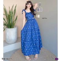 ราคา TW18377 set 2 ชิ้น เสื้อครอปสายผูกไหล่ ลายหัวใจ กระโปรงยาวลายหัวใจ (17505634849)