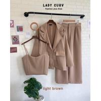 ราคา สูทสาวอวบ กางเกงสาวอวบ สูทคลุมแขนยาว กางเกงขายาว สายเดี่ยว (18458731598)