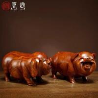 ราคา ไม้แกะสลักหมูนำโชคตั้งโชว์หนึ่งคู่ไม้มะเกลือไม้แท้หมูนำโชคปีนักษัตรหมูน้อยสัตว์ตกแต่งห้องนั่งเล่นของขวัญงานฝีมือ (15634887736)