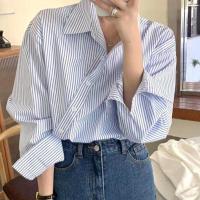 ราคา IELGY เสื้อเชิ้ตผู้หญิงลายทางเสื้อเชิ้ตเสื้อเชิ้ตลำลองสไตล์เกาหลี (18558001404)