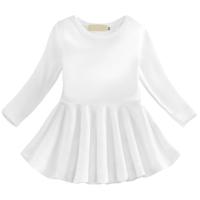 ราคา Toddler Girls Cotton Spring And Autumn Solid Color Flounces Dress Casual A Line Baby Girl Christmas Dress First Dress by Hs2023 (19629915121)