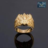 ราคา แหวนพญาครุฑลายไทย ด้านหลังยันต์มงคลและพระบรมฉายาลักษณ์เสด็จพ่อ ร 5 เงินแท้ (479046271)