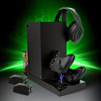 ราคา rifeikai Vertical Cooling Stand Compatible With Xbox Series XCharging Station Dock With 1400mAh Rechargeable Battery Pack And Dual Controller Charger Ports NOT Compatible With Xbox One X S Black (2035