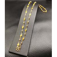 ราคา สร้อยคอพิงค์โกลด์ลายเม็ดมะยมสลับเม็ดสีเหลืองทองเม็ดเล็ก งานปราณีตสวยมาก สร้อยยาวสวมหัวได้ 24 นิ้ว N1449 (5383238309)