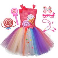 ราคา 2023 Sweet Lollipop Candy Kids Dress Carnival Party Little Girl Birthday Costume Fancy Rainbow Tutu Children Wedding Clothes by Hs2023 (19691850744)