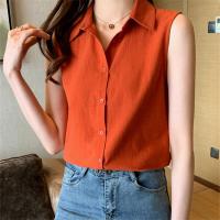 ราคา เสื้อเด็กแขนกุดผู้หญิงสีขาวไซส์พิเศษเสื้อ Polo Collar Chiffon Basic เสื้อ2021ฤดูร้อน (7671910345)