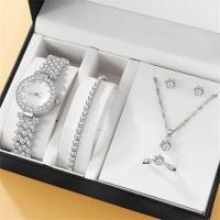 ราคา 6PCS Set Luxury Watch Women Ring Necklace Earring Rhinestone Fashion Wristwatch Casual Ladies Watches Bracelet Set Clock (19981597700)