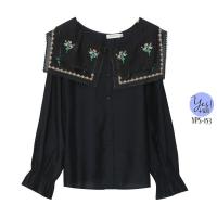 ราคา เสื้อเชิ๊ตแขนยาวสาวอวบ อก 38 52 นิ้ว เชิ๊ตผ้าไหมชีฟอง ปกเหลี่ยมผ้าวิ้งๆ ปักลายดอก สีครีม ดำ YPS 153 (19835884500)