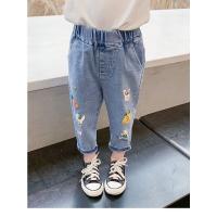ราคา NINAKIDS กางเกงยีนส์ยาว1 9ปีสำหรับเด็กผู้หญิงกางเกงขายาวลายการ์ตูนลายดอกไม้เย็บปักกระต่าย (17336149424)