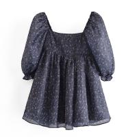 ราคา YENKYE Summer Women Elegant Square Neck Purple Organza Dress Female Puff Sleeve Holiday Party Mini Dresses Ladies Short Vestido (13614188437)
