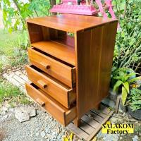 ราคา SLK ตู้ใส่เอกสารไม้สัก ตู้เก็บของไม้ ตู้หัวเตียง ทรงโมเดิร์น แบบ 3 ชั้นครึ่ง 49 35 สูง70 ซม สีย้อม file cabinet (15829651542)