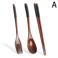 ราคา ชุดเครื่องใช้บนโต๊ะอาหารทำจากไม้3ชิ้นตะเกียบช้อนส้อมเกาหลีญี่ปุ่น T2V3 (20245198798)