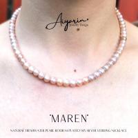 ราคา Maren natural freshwater Pearl Necklace Rhodium Plated 925 Silver Sterling สร้อยคอเงินเเท้925 ไข่มุกน้ำจืดเเท้ (16906165128)
