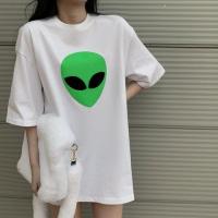 ราคา 2023Newแขนสั้นโอเวอร์ไซส์เสื้อยืดแขนสั้นพิมพ์ลายเอเลี่ยนสไตล์ฮ่องกงฤดูร้อนเกาหลี (20431932204)