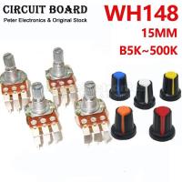 ราคา 5set pack WH148 Potentiometer Cap Bent Pin Single With Switch B5K B10K 50K 100K 500K 15MM Sound Volume Potentiometer icpart (20464958046)