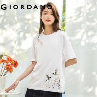 ราคา hot GIORDANO Women Qixi Series T Shirts Art Print Summer Tee Simple Crewneck Short Sleeve Fashion Casual Cotton Tshirts 99393203 9235 (20499430659)
