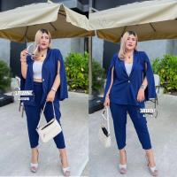 ราคา เซ็ตสูทBlazerเบลเซอร์ เสื้อคลุมผ่าแขน กางเกง5ส่วน เนื้อผ้ามูลเวฟ (18568296882)