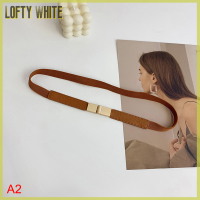 ราคา Lofty สายคาดเอวหนังสีขาวสำหรับเสื้อเชิ้ตสตรีสายรัดเอวอุปกรณ์ประดับตกแต่งหัวเข็มขัดสีทองยางยืดแฟชั่นเข้ากับทุกเข็มขัดสาน (20235678210)