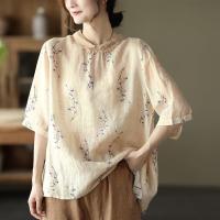 ราคา Retro cotton and linen womens blouse ethnic style printed linen shirtวินเทจผ้าฝ้ายและผ้าลินินของผู้หญิงเสื้อสไตล์ชาติพันธุ์พิมพ์เสื้อเชิ้ตผ้าลินินหญิง2021หลาใหญ่หลวมเสื้อ8 23 (13557319730)