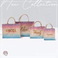 ราคา Rainbow กระเป๋ากระสอบสีเรนโบว์ ปักชื่อ ปักฟรี พร้อมริบบิ้น (20657282807)