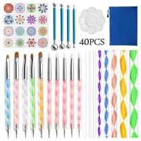 ราคา 40pcs Mandala Dotting Pen Tools Set Stencil Ball Stylus Paint Tray for Painting Rock Coloring Drawing Drafting 85DD (12265118705)