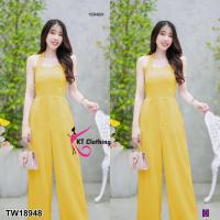 ราคา TW18948 Jumpsuit จั้มสูทขายาว สายคล้องคอ สีพื้น (20610409517)