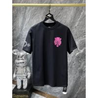 ราคา 23 New Chrome Hearts Crowe Scroll Heart Sanskrit Sword Printed Short Sleeve T Shirt Short Sleeve (21030760418)