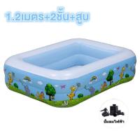 ราคา FIRST TOYS สระเป่าลมไฟฟ้า สระว่ายน้ำ สระเด็ก 3 ชั้น พื้นเป่าลมกันกระแทก ขนาด 3 05 เมตร เล่นได้ทั้งครอบครัว (19553521851)