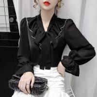 ราคา เสื้อแขนยาวคอวีแขนบานคอวีอเนกประสงค์ของผู้หญิง Atasan Sifon ผูกโบว์สไตล์เกาหลีสำหรับเสื้อผู้หญิงแฟชั่นแบบใหม่ในฤดูใบไม้ร่วง2022 (17070548025)