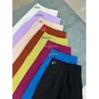 ราคา กางเกงขายาวเอวสูงทรงกระบอกใหญ่ ผ้าตัวTop รุ่นขอบหนาขาบาน ซิปหลัง ผ้าปาเก้ (20913042128)