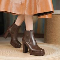 ราคา Sepatu Bot Korea สำหรับผู้หญิงรองเท้าส้นตึกนิ้วเท้าเหลี่ยมแฟชั่นส้นรองเท้าบูทรองเท้าส้นตึกส้นสูงรองเท้าบู๊ตหุ้มข้อใหม่ (20343837713)