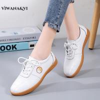 ราคา VIWANA รองเท้าส้นเตี้ยสีขาวสำหรับผู้หญิงรองเท้าส้นแบนลำลองสีดำพื้น Comfort รองเท้าผ้าใบหนังพื้นรองเท้านุ่มสำหรับผู้หญิงรองเท้าผู้หญิงแบบผูกเชือก (20871376435)