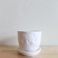 ราคา กระถางเซรามิค สีขาวมีลาย ขนาด 3นิ้ว พร้อมจานรอง (17295879879)