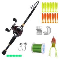 ราคา ชุดคันเบ็ดและรอกตกปลาแบบยืดหดได้ชุดคันเบ็ดตกปลา1 6ม 2 4ม ชุดคันเบ็ดล่อเอ็นตกปลา500ม (11138177707)
