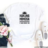 ราคา Hakuna Mimosa It Means Brunch Time Fashion Sun Letters Pattern Woman T Shirt Casual Personalized FemmeSize XS 4XL 6XL (16237990142)