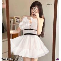ราคา TW20167 เดรสสั้นเกาะอกผ้ามุ้งฟรุ้งๆ (21080094132)