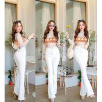 ราคา กางเกงยีนส์ขายาวทรงขาม้า เอวสูง ความบานกำลังดี (20537484865)