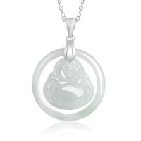 ราคา TIMESWIND ที่มีใบรับรอง S925เงินหยกธรรมชาติสีเขียวอ่อนพระพุทธรูปสร้อยสตรีวงกลม (20523418738)