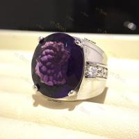 ราคา แหวนอเมทิสต์ ข้างเพชร แหวนเงินแท้ ชุบทองคำขาว พลอยอเมทิสต์แท้ YTG 11393 (10452378427)